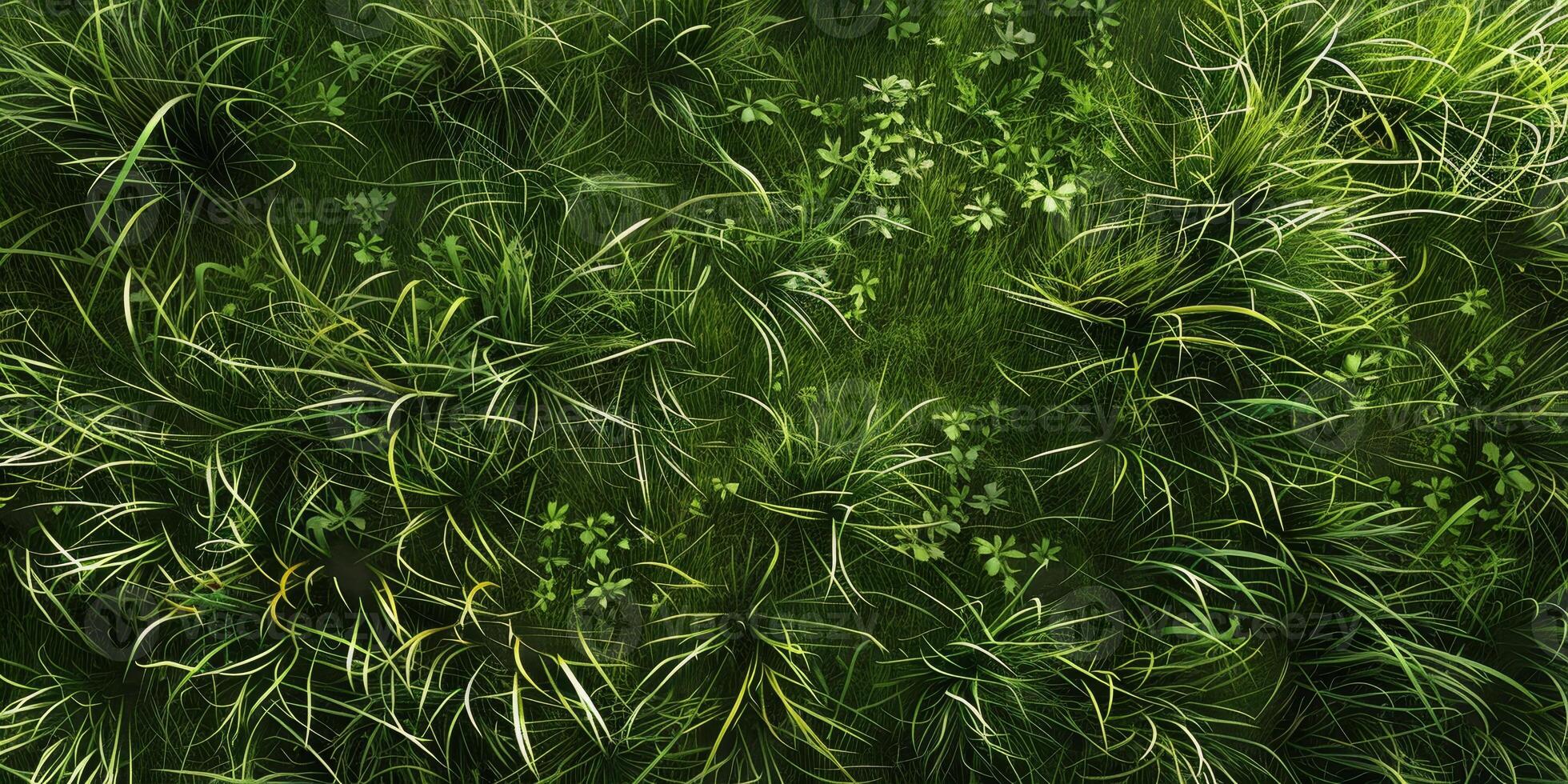 thick green grass in the meadow photo