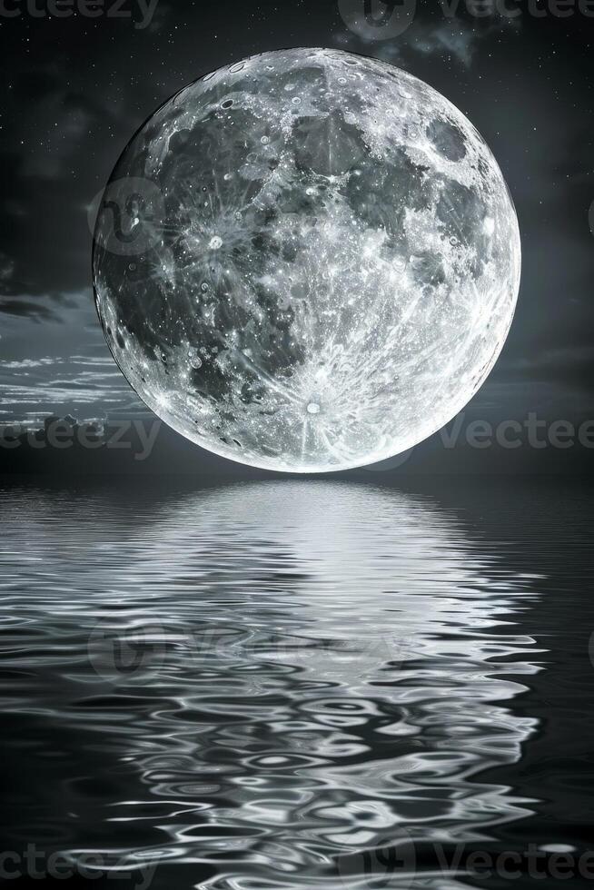 full moon OCEAN photo