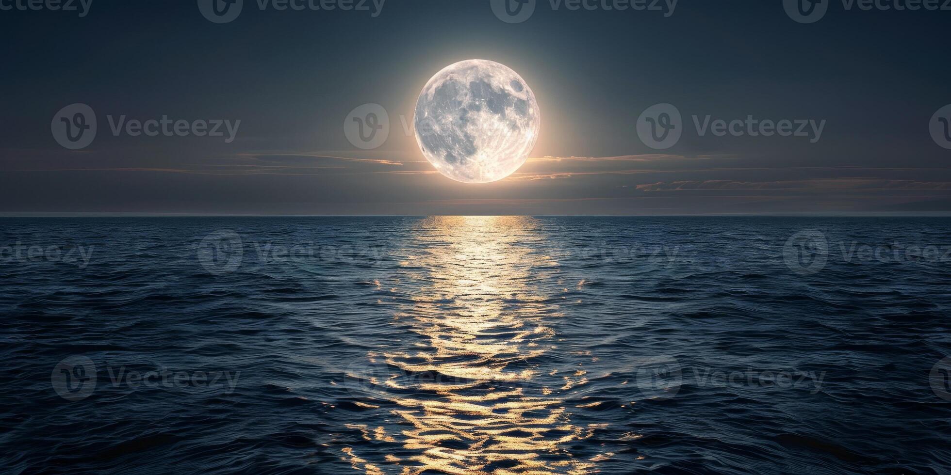 full moon OCEAN photo