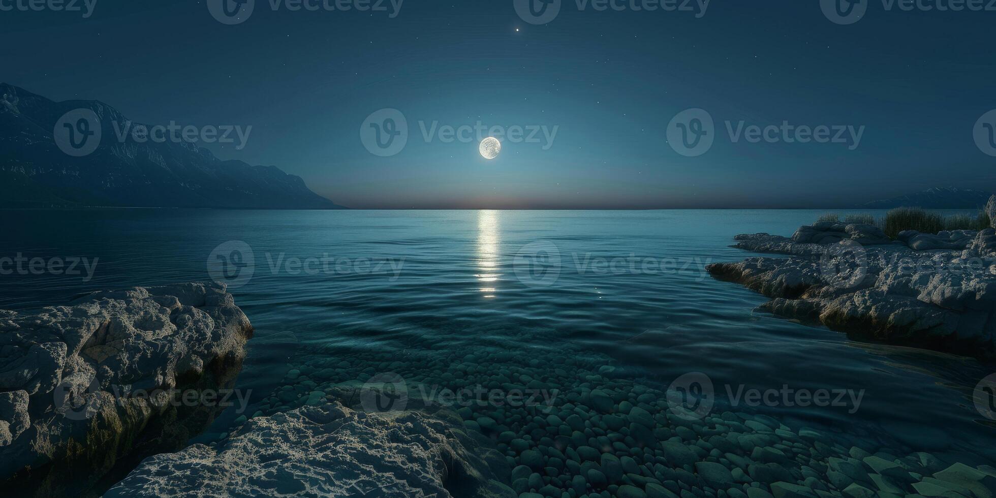 full moon OCEAN photo