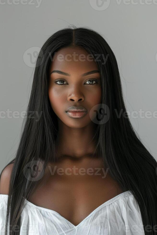 beautiful woman with healthy hair photo
