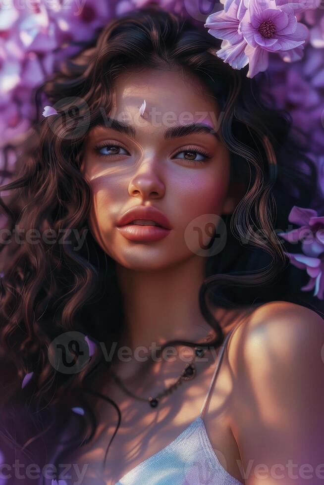 beautiful woman with healthy hair photo