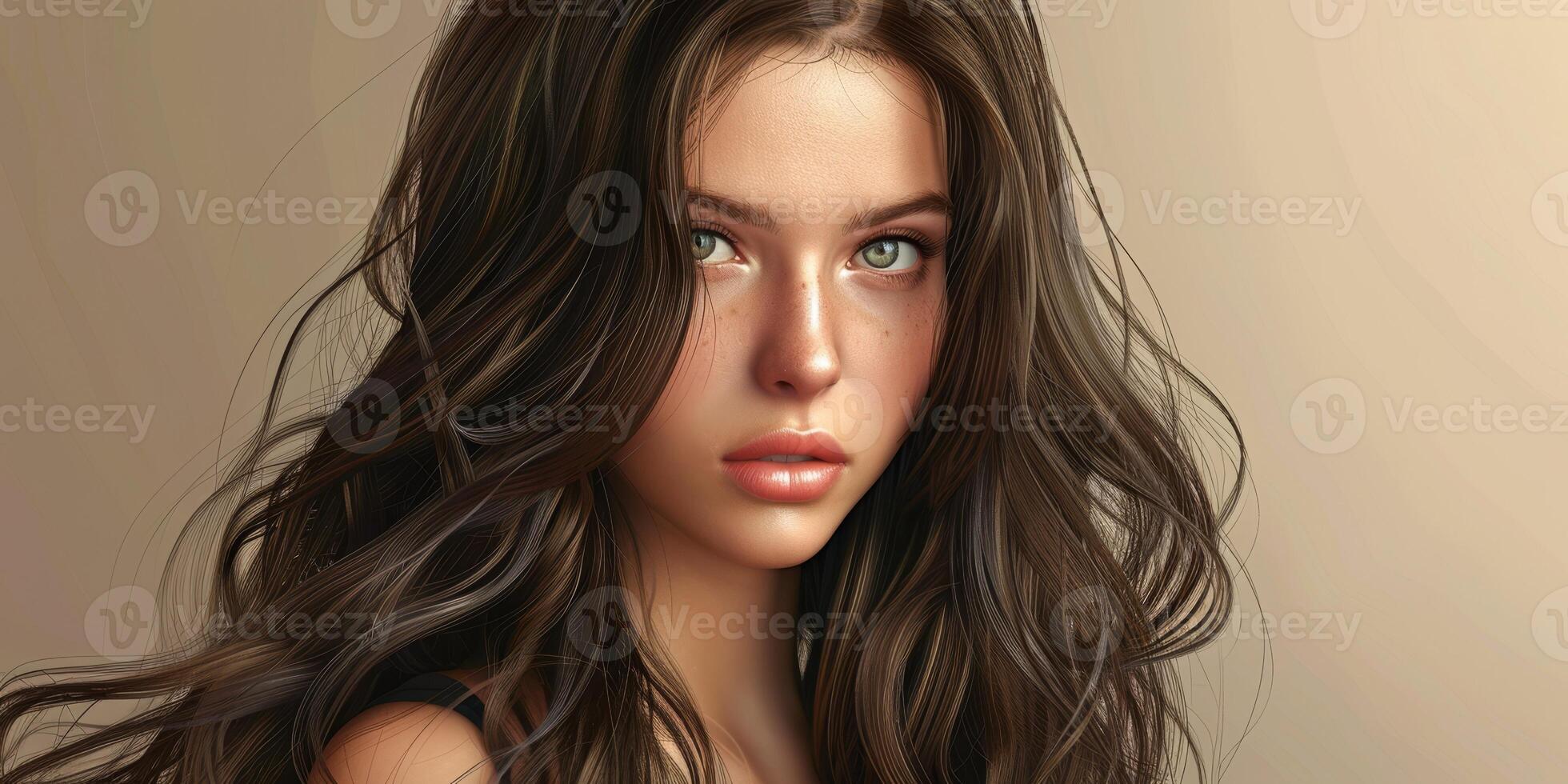 beautiful woman with healthy hair photo