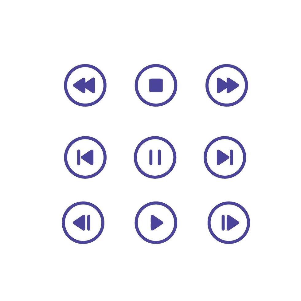 multimedia icons set , play button icon vector