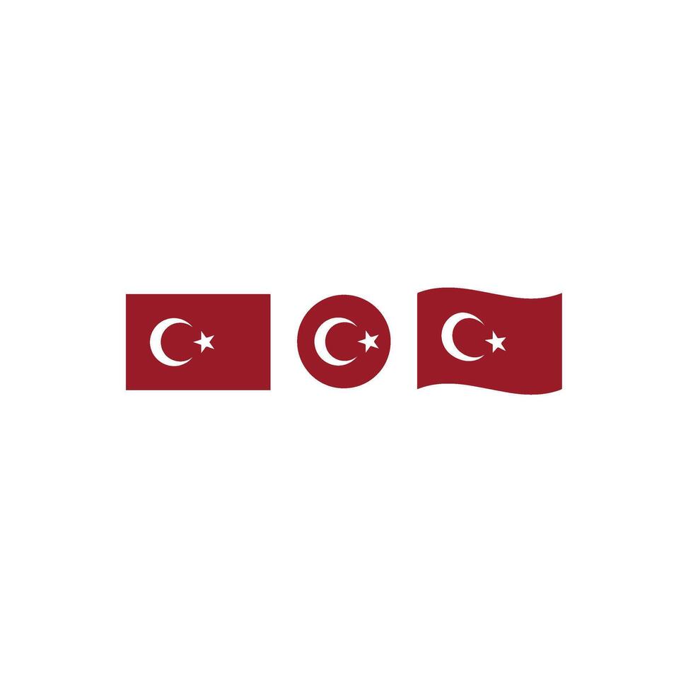 turkey flag , turkish flag set vector