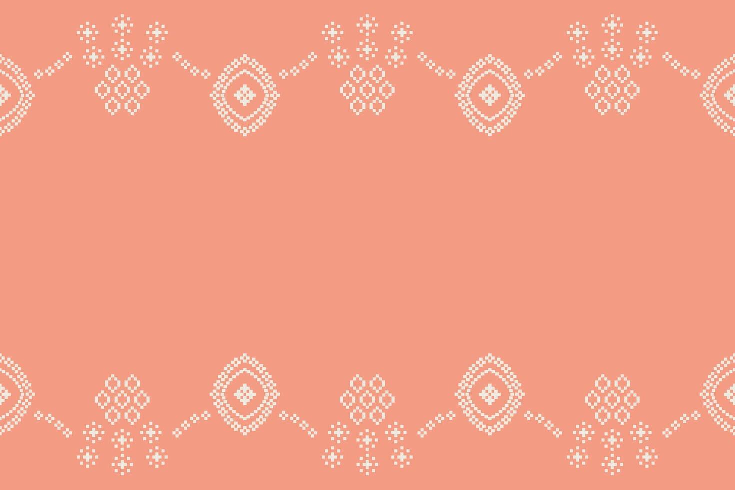 Ethnic geometric fabric pattern Cross Stitch.Ikat embroidery Ethnic oriental Pixel pattern rose pink gold background. Abstract,illustration. Texture,clothing,scarf,decoration,silk wallpaper. vector