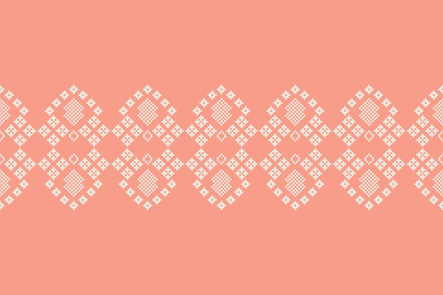 Ethnic geometric fabric pattern Cross Stitch.Ikat embroidery Ethnic oriental Pixel pattern rose pink gold background. Abstract,illustration. Texture,clothing,scarf,decoration,silk wallpaper. vector