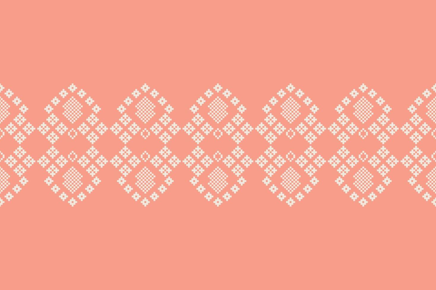 Ethnic geometric fabric pattern Cross Stitch.Ikat embroidery Ethnic oriental Pixel pattern rose pink gold background. Abstract,illustration. Texture,clothing,scarf,decoration,silk wallpaper. vector