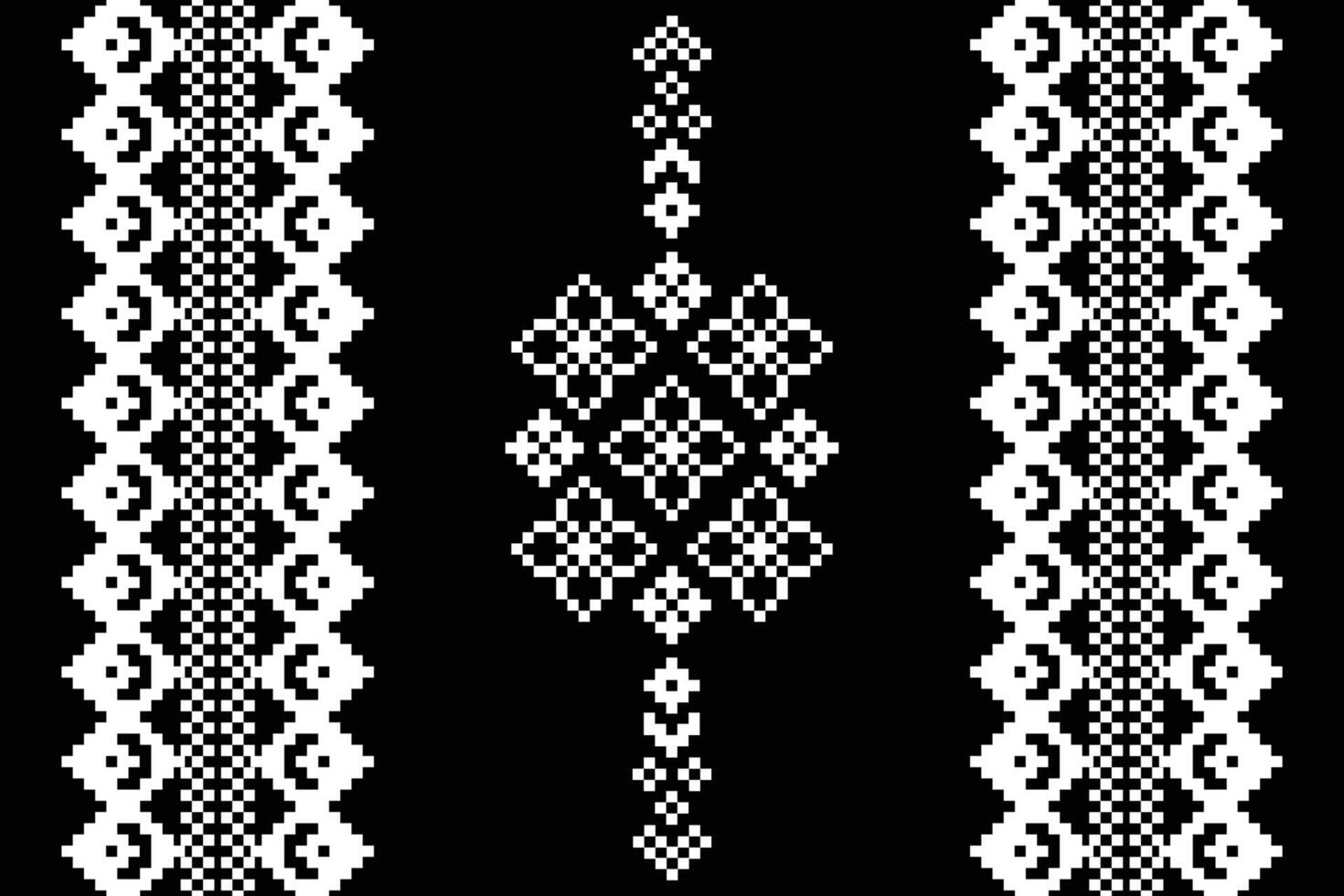 tradicional negro étnico motivos ikat geométrico tela modelo cruzar puntada.ikat bordado étnico oriental píxel negro fondo.abstracto, ilustración. textura, decoración, papel tapiz. vector