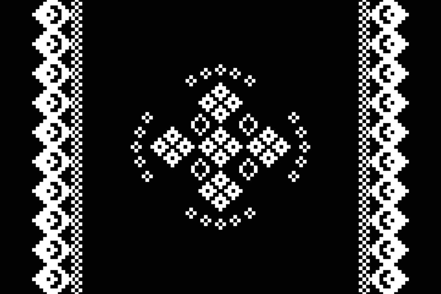 tradicional negro étnico motivos ikat geométrico tela modelo cruzar puntada.ikat bordado étnico oriental píxel negro fondo.abstracto, ilustración. textura, decoración, papel tapiz. vector