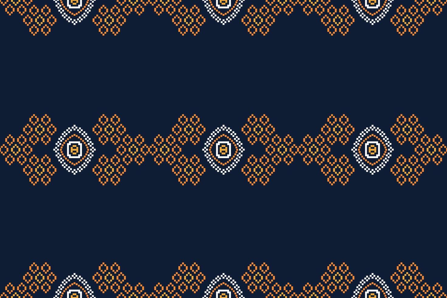 tradicional étnico motivos ikat geométrico tela modelo cruzar puntada.ikat bordado étnico oriental píxel Armada azul antecedentes. resumen, ilustración. textura, decoración, papel tapiz. vector