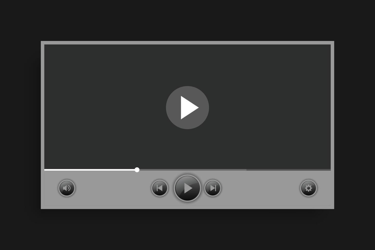 gray media player bar template design vector