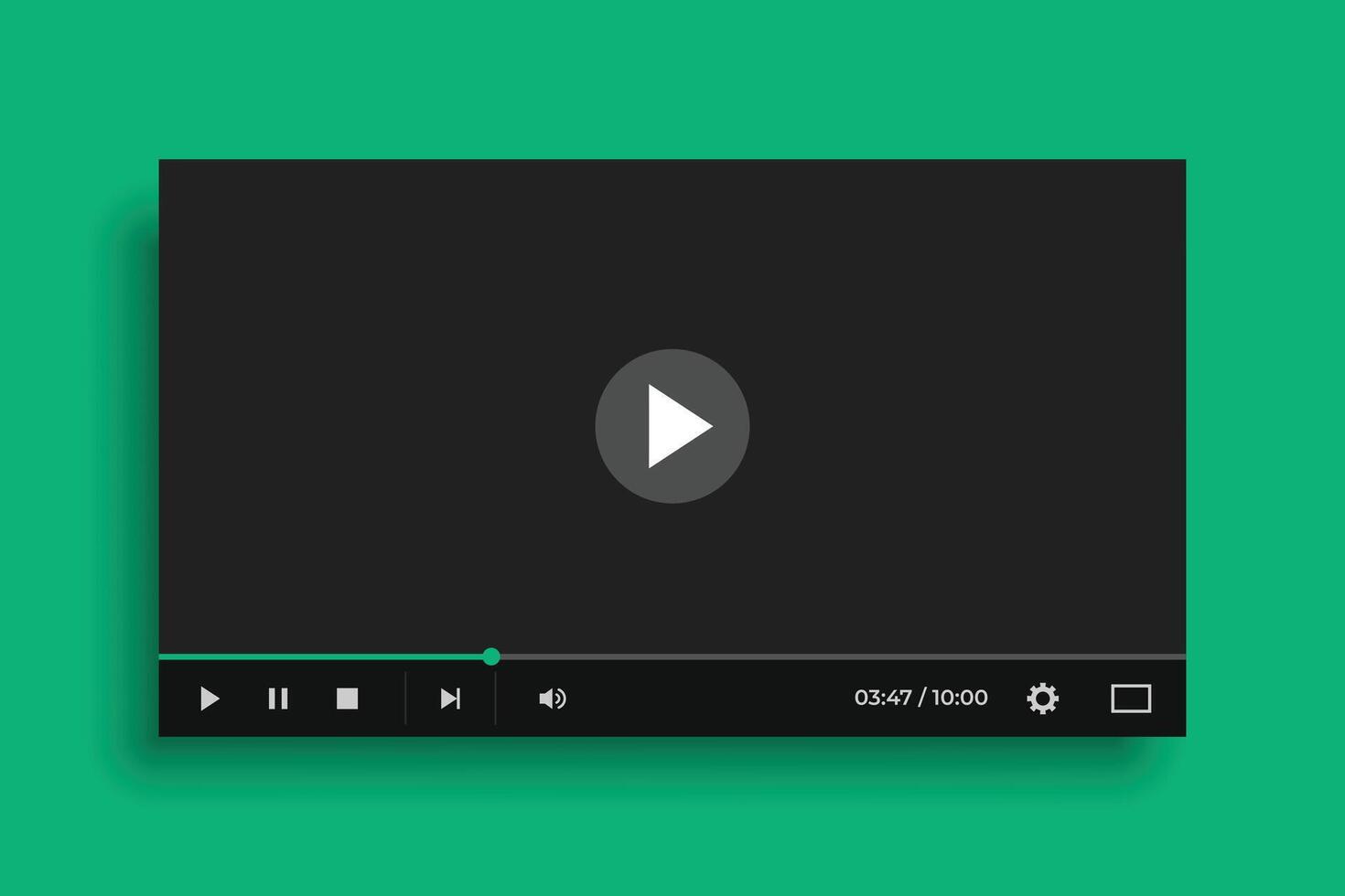 media player in flat black style vector