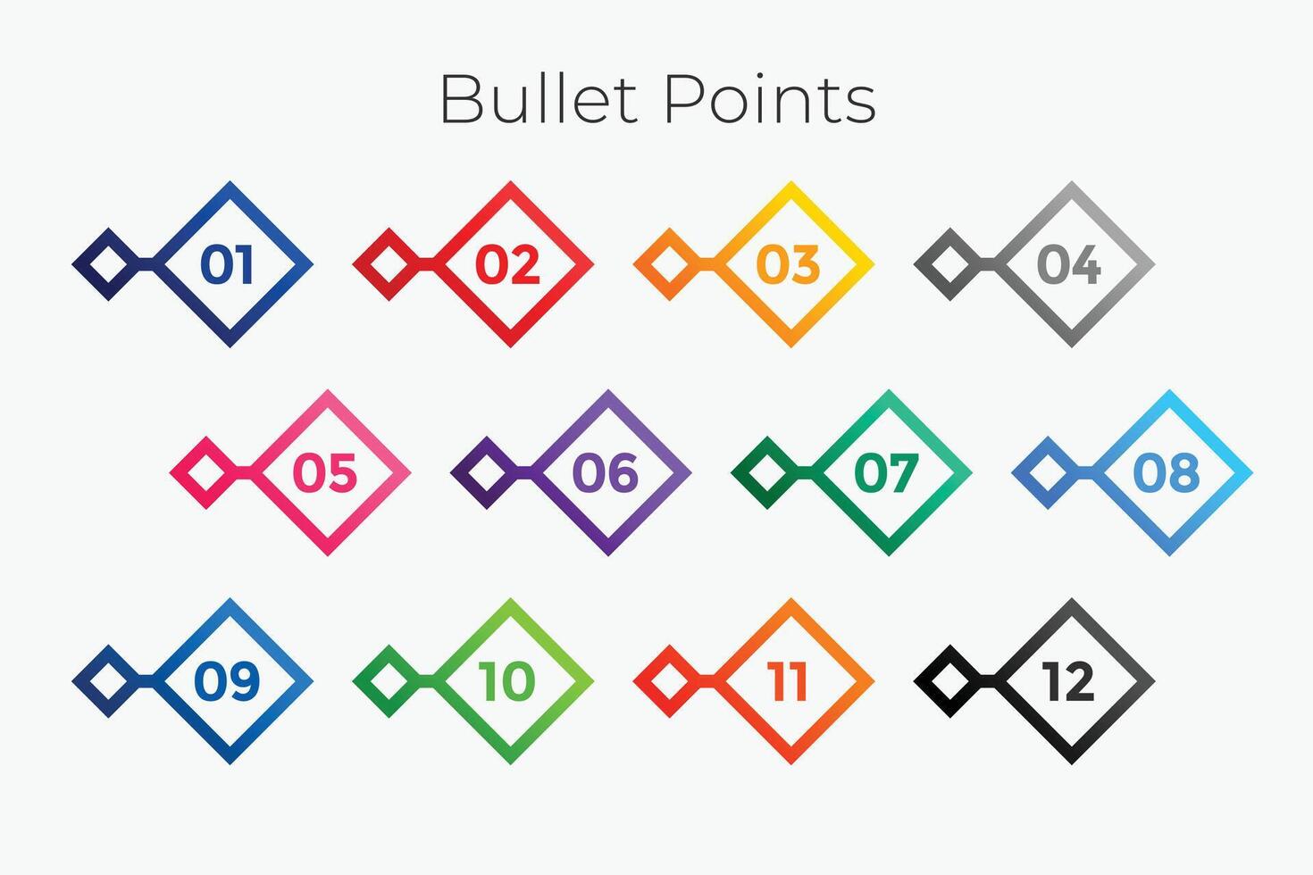 geometric bullet points numbers from one to twelve vector