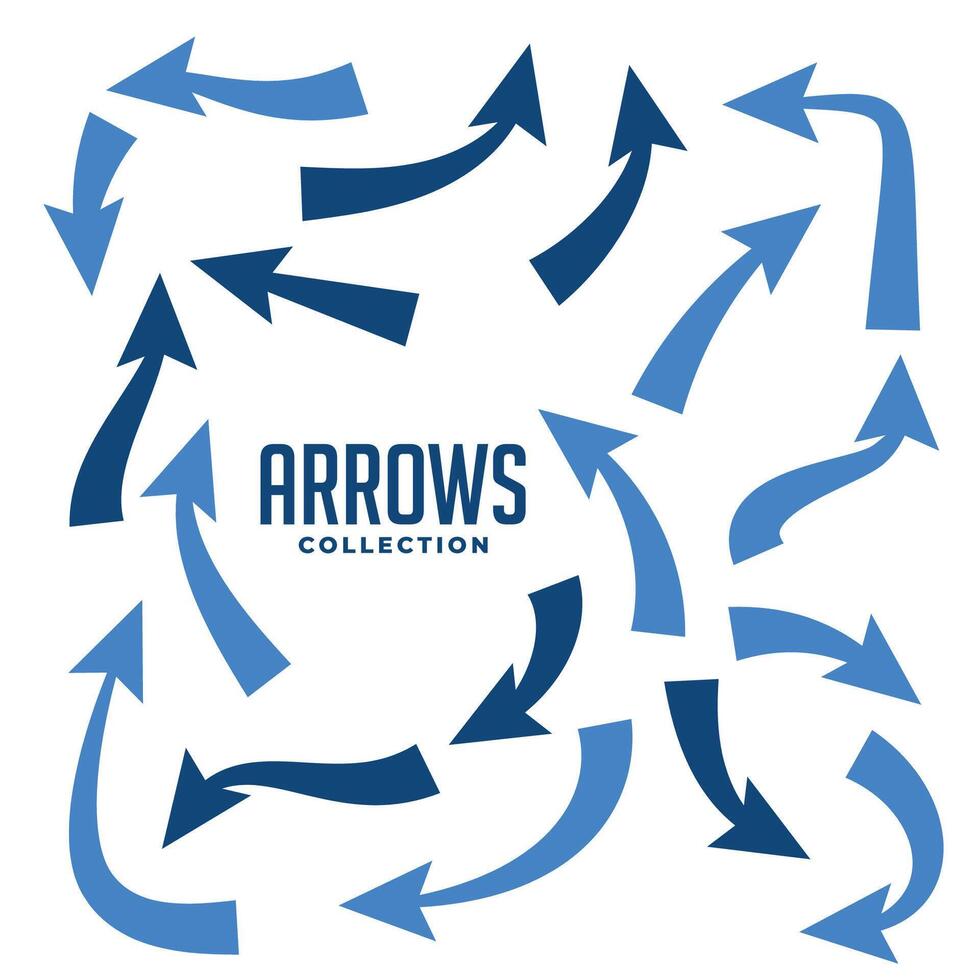 hand drawn arrows collction in blue color vector