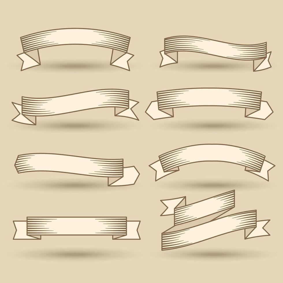 old vintage ribbons banner set vector