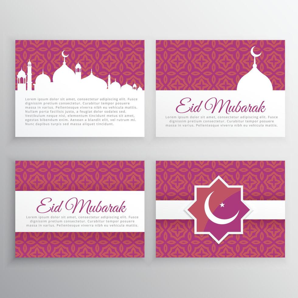 eid mubarak cards set vector