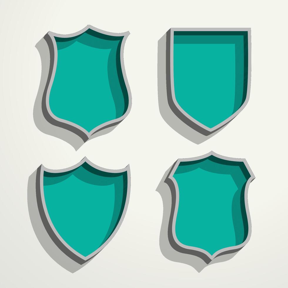 3d retro estilo cuatro insignias conjunto vector