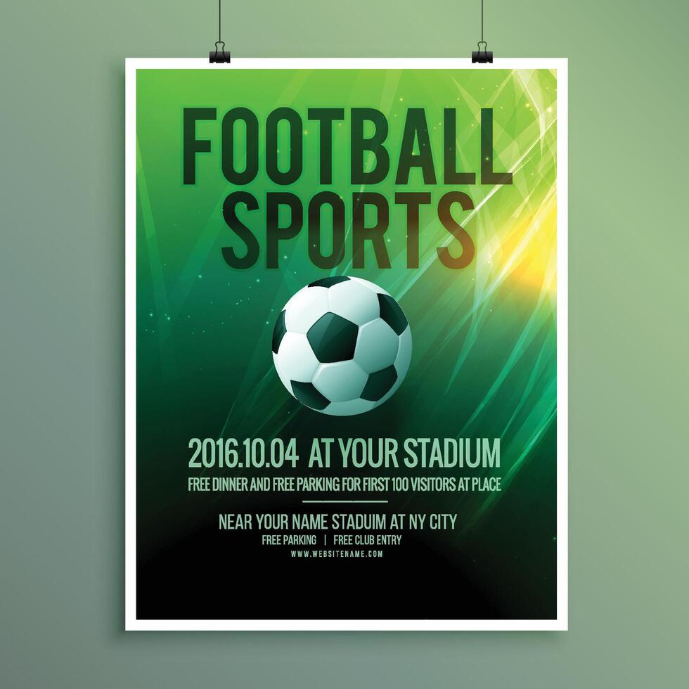 abstract football sports flyer poster template design in vector
