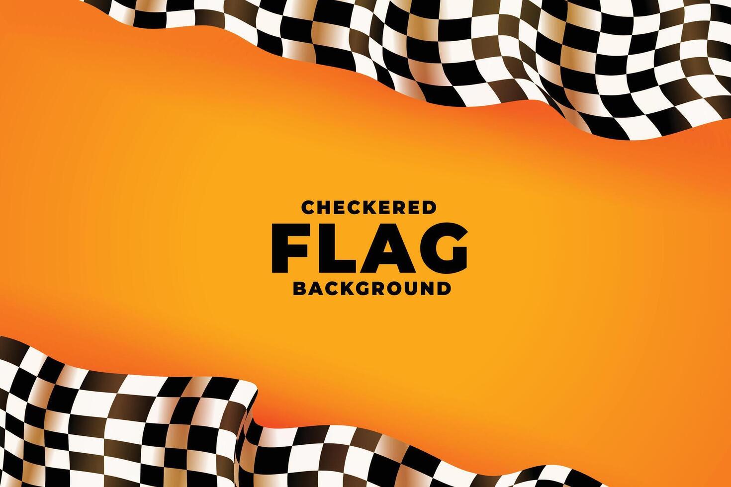 3d checkered racing flag yellow background vector