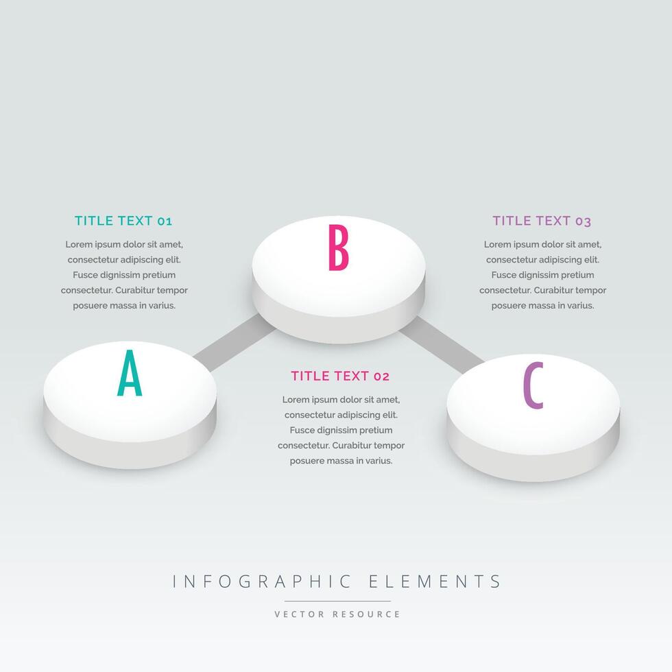 3d estilo Tres pasos infografía modelo vector