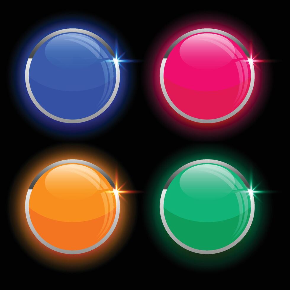 redondo círculos brillante vaso botones en cuatro colores vector