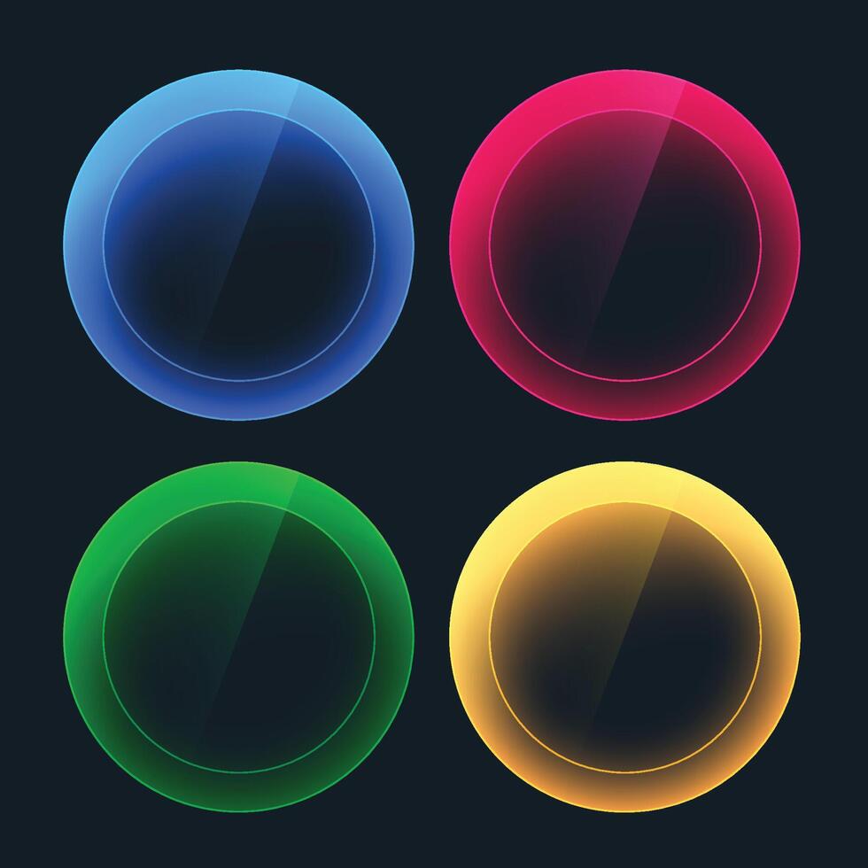 glossy dark buttons in circular shapes vector