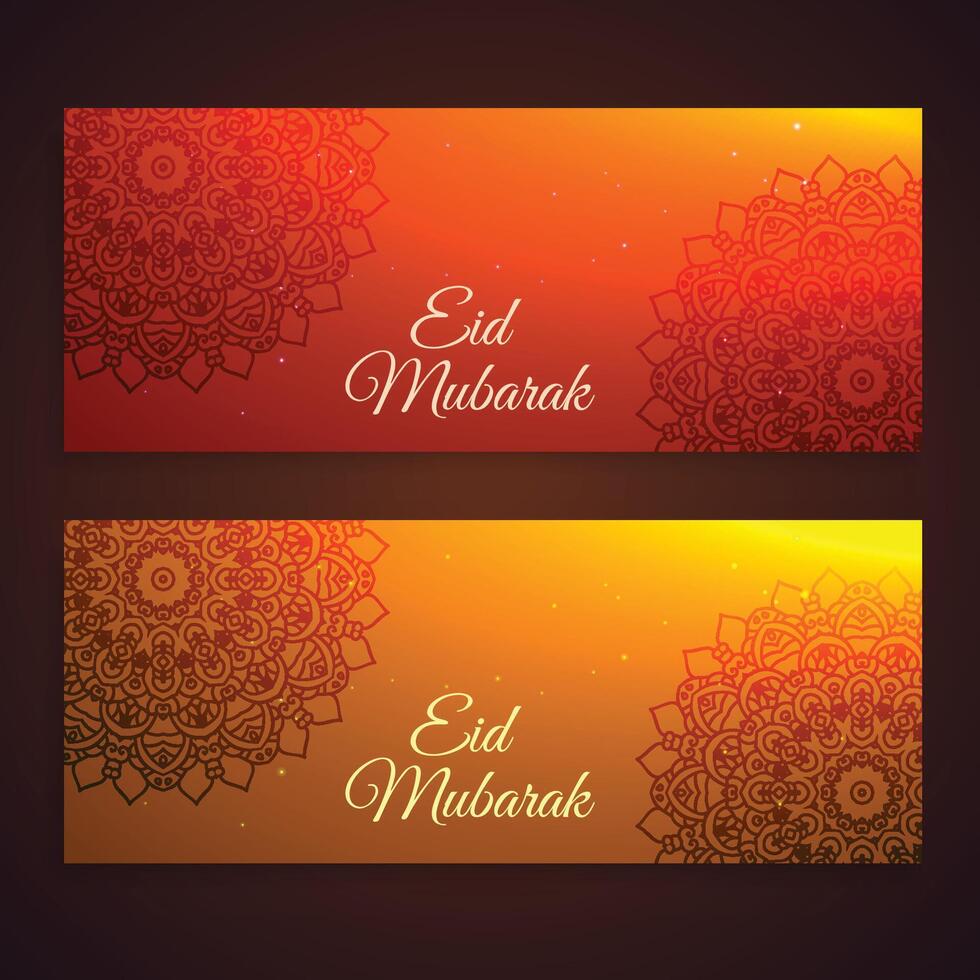 hermosa eid Mubarak festival pancartas vector