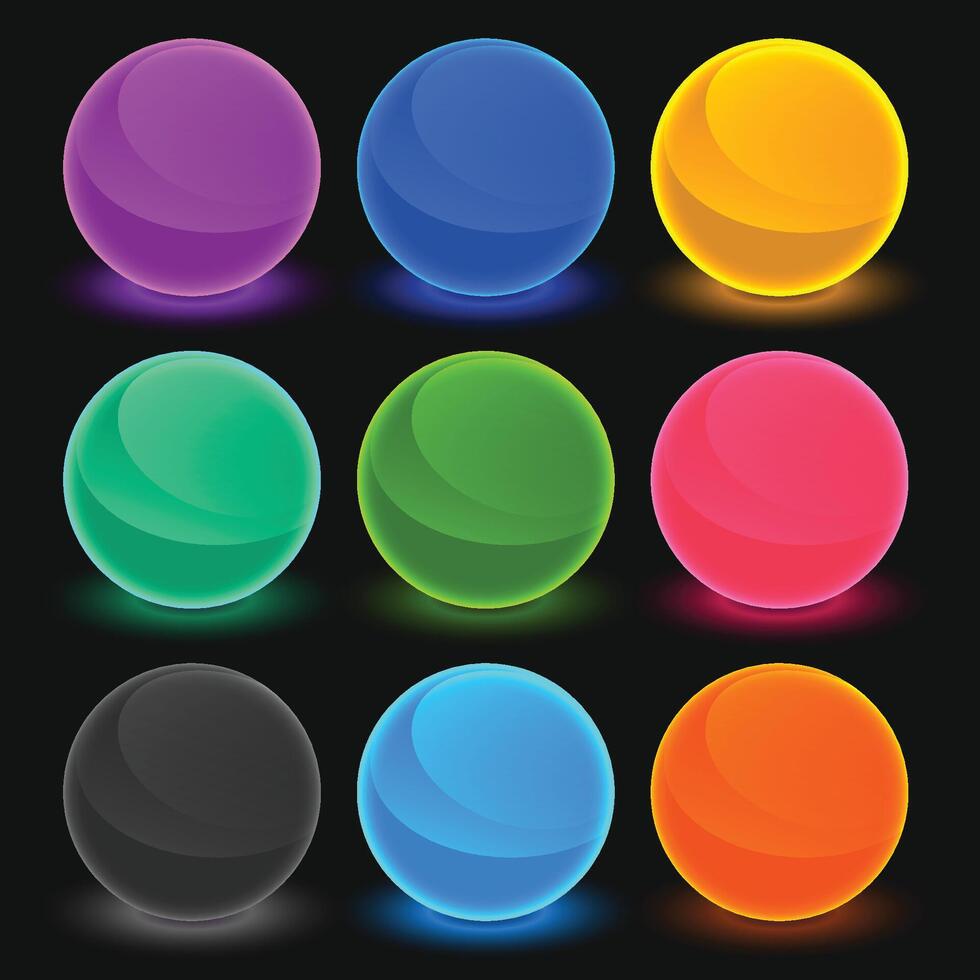 bright toon shades buttons set vector