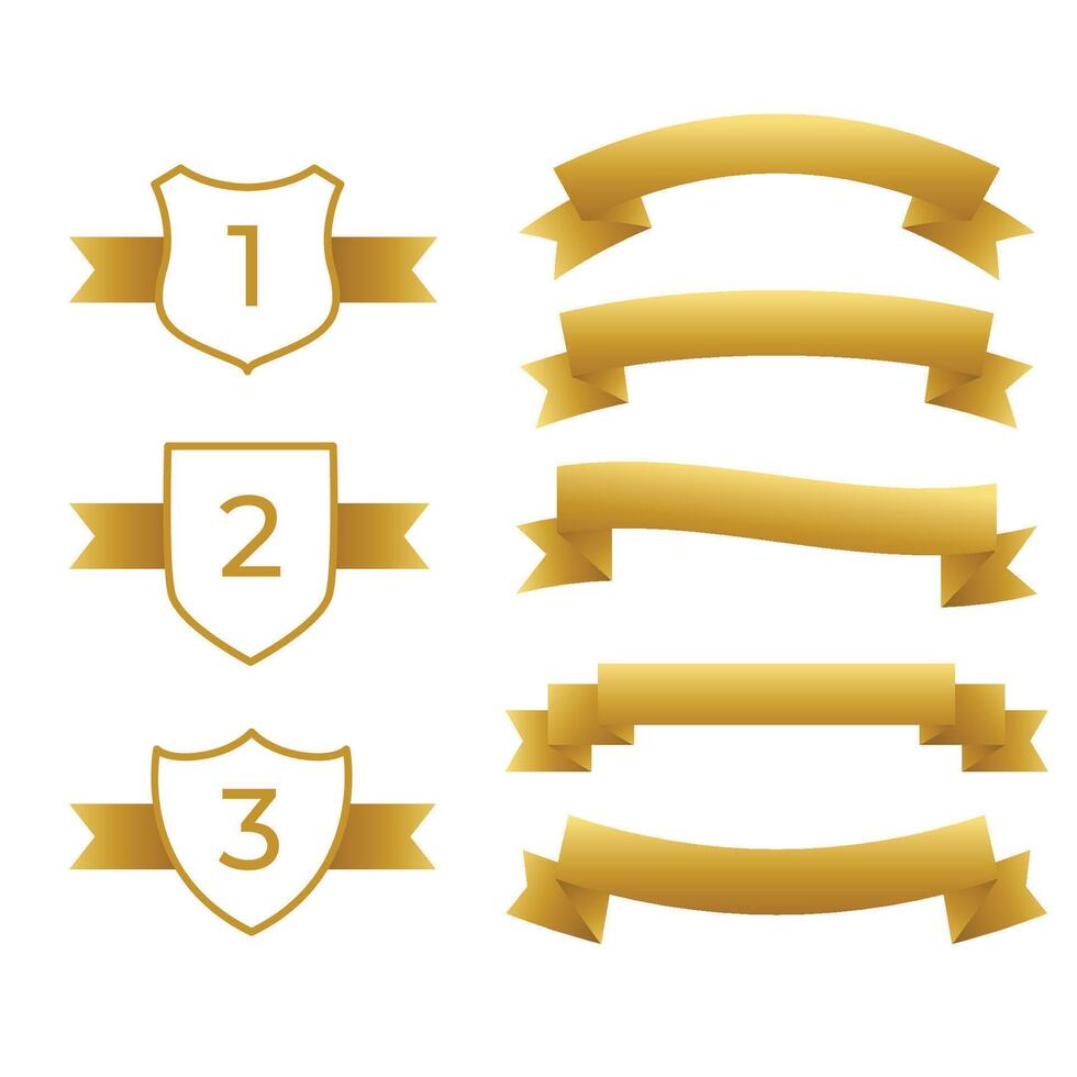 gold ribbons and labels set vector