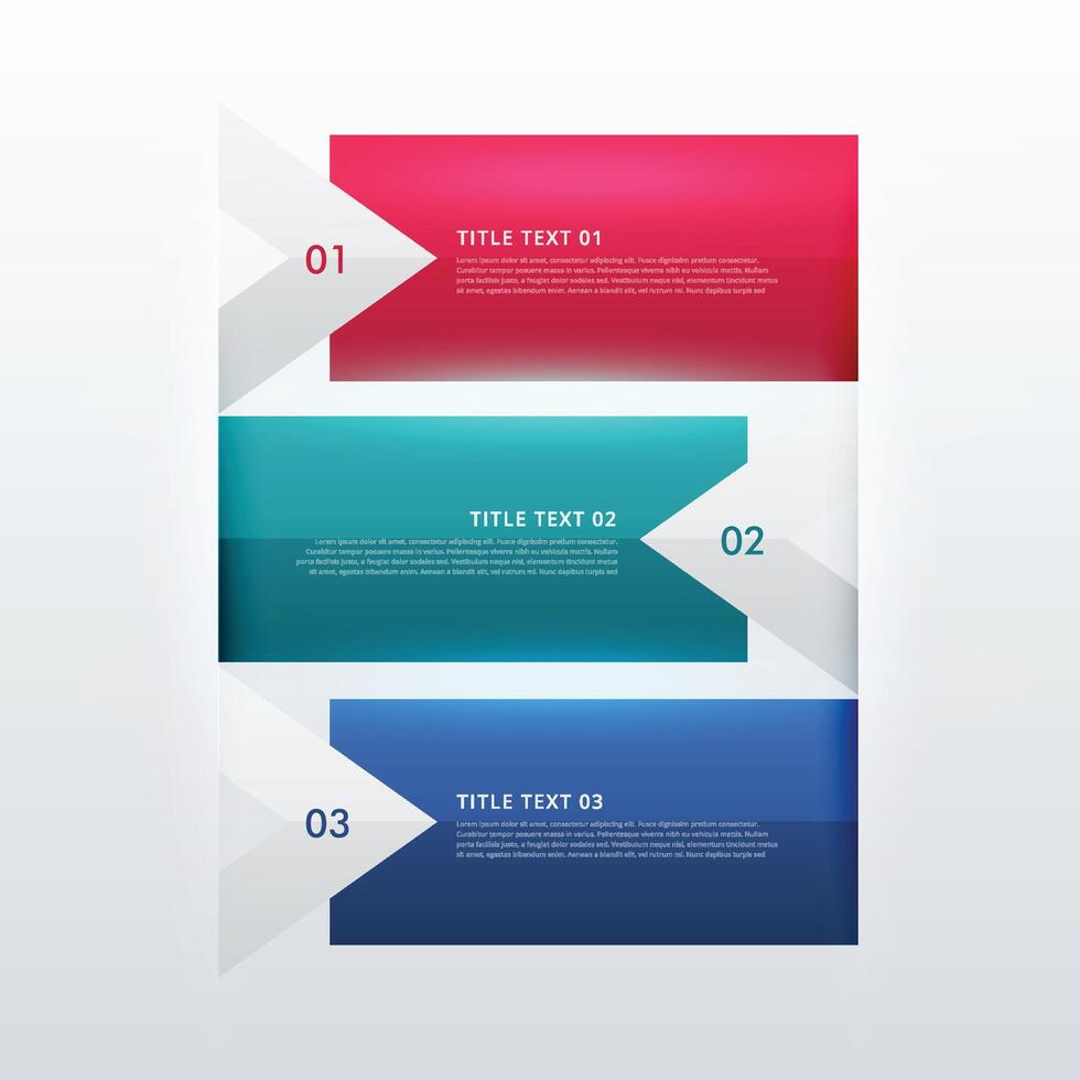 three steps option infographic template in arrow style for business presentation or workflow diagram layout vector