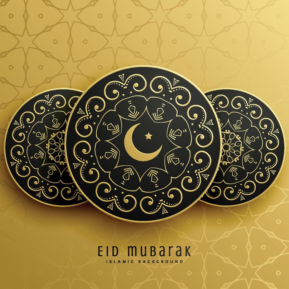 eid mubarak greeting card design in islamic decoration vector