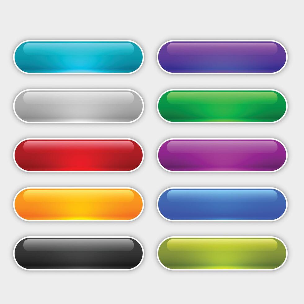 lustroso web botones conjunto en diferente colores vector