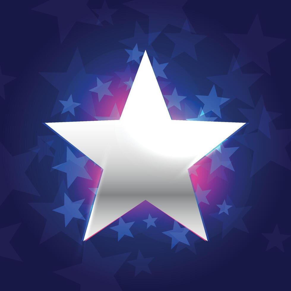 silver star in blue background vector