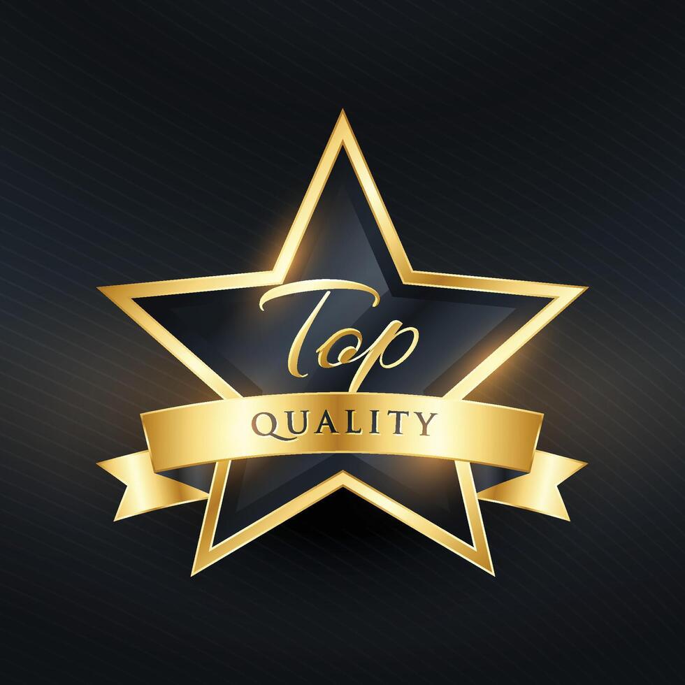 top quality luxury label design with golden ribbon vector