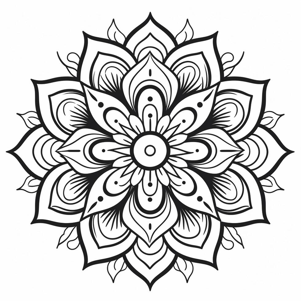 Flower Designs in Circular Coloring Page photo