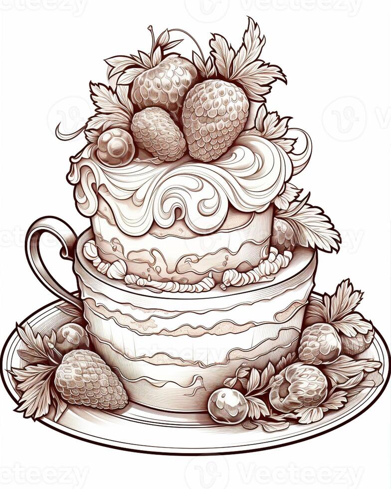 Cake Coloring Page Stock Photos, Images and Backgrounds for Free Download