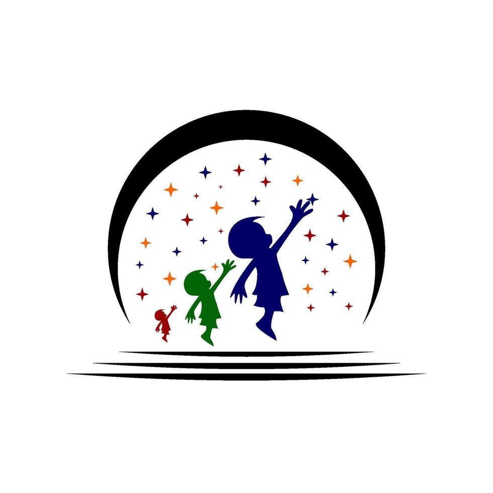 Happy Kid Star logo design illustration vector