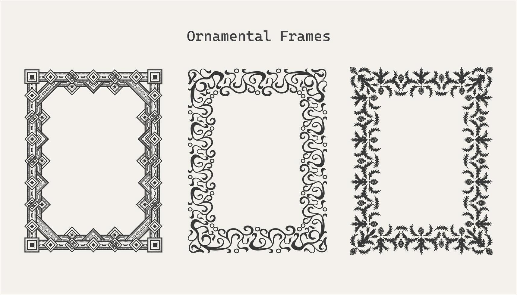 Vintage frame elegant frames set vector