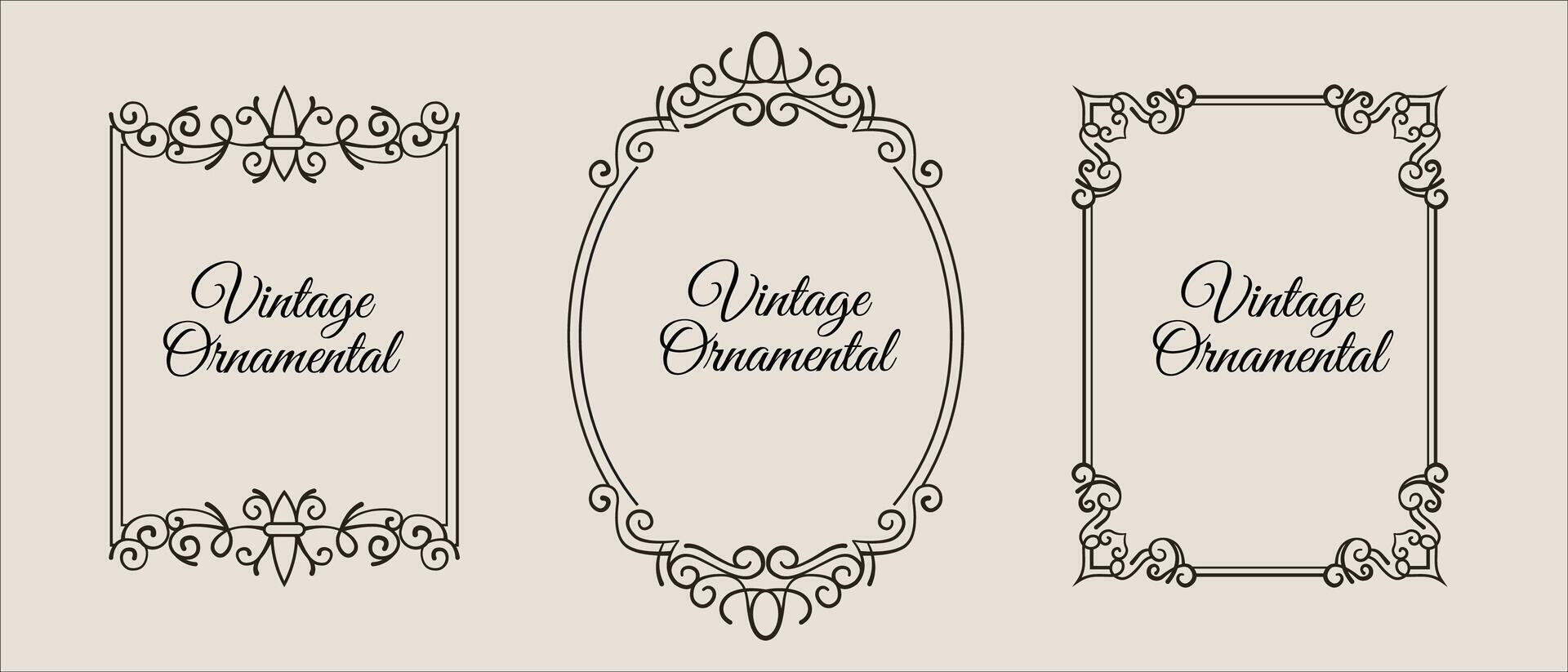 Vintage frame elegant frames set vector