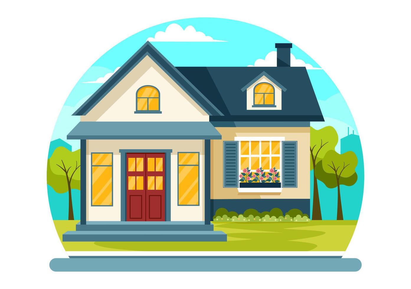 Open House Illustration for Inspection Property Welcome to Your New Home Real Estate Service in Flat Cartoon Background Design vector