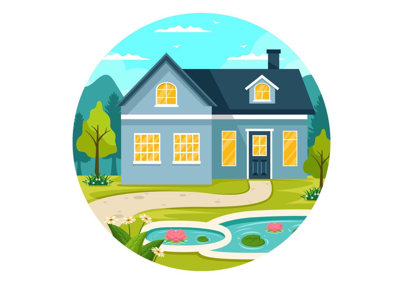 Open House Illustration for Inspection Property Welcome to Your New Home Real Estate Service in Flat Cartoon Background Design vector