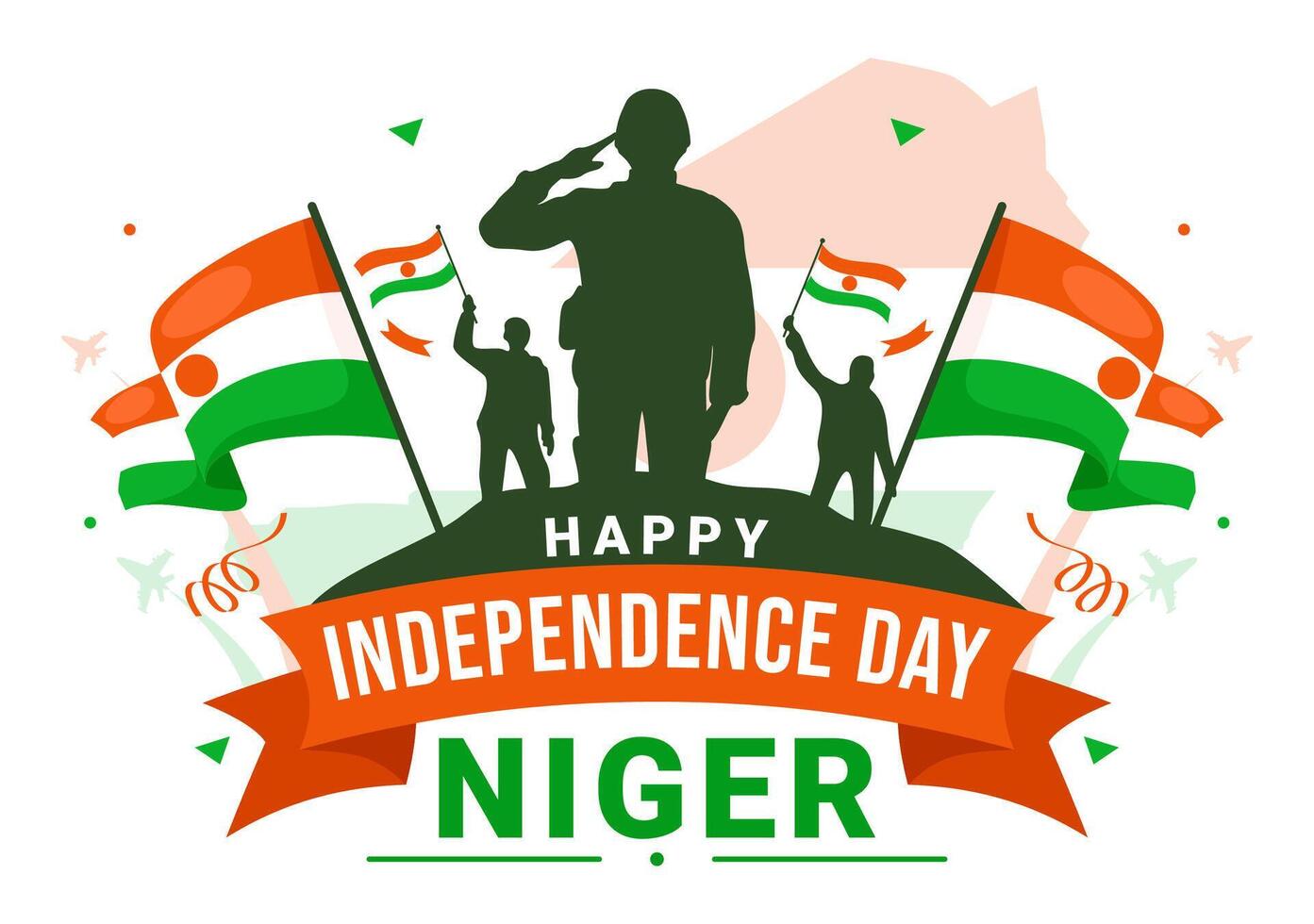 Happy Niger Independence Day Illustration on 3 August with Waving Flag and Country Public Holiday in Flat Cartoon Background Design vector