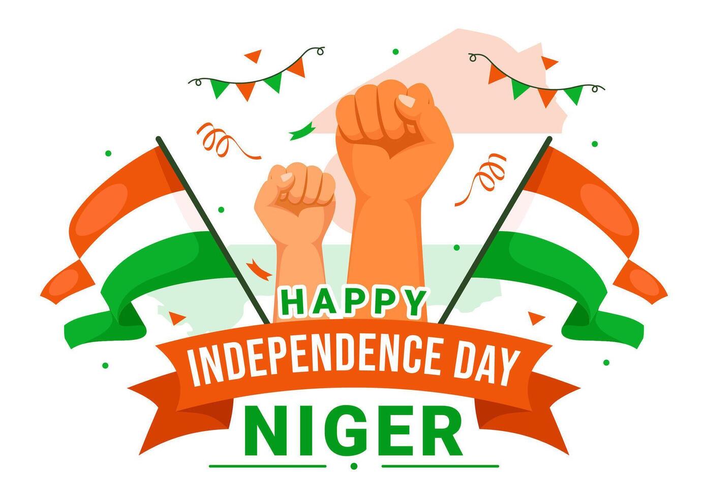 Happy Niger Independence Day Illustration on 3 August with Waving Flag and Country Public Holiday in Flat Cartoon Background Design vector