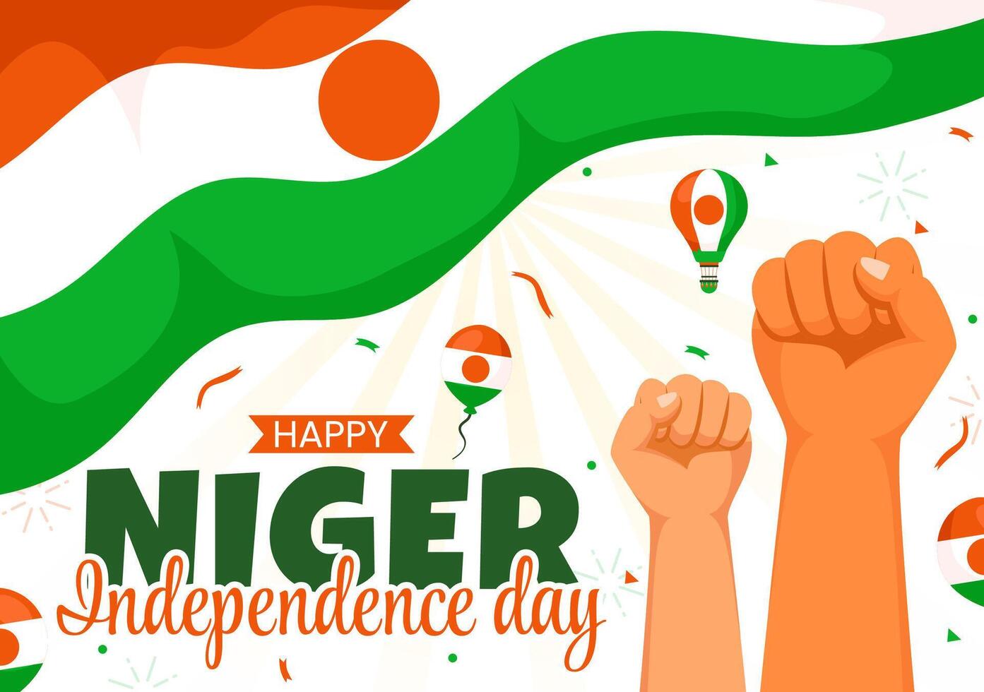 Happy Niger Independence Day Illustration on 3 August with Waving Flag and Country Public Holiday in Flat Cartoon Background Design vector