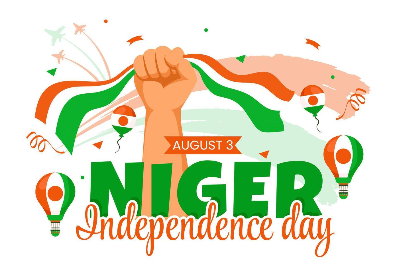 Happy Niger Independence Day Illustration on 3 August with Waving Flag and Country Public Holiday in Flat Cartoon Background Design vector