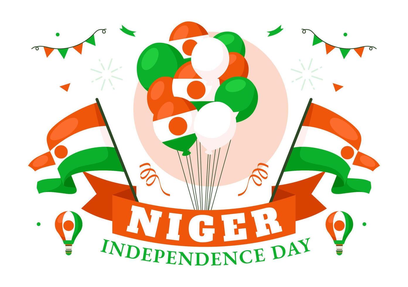 Happy Niger Independence Day Illustration on 3 August with Waving Flag and Country Public Holiday in Flat Cartoon Background Design vector