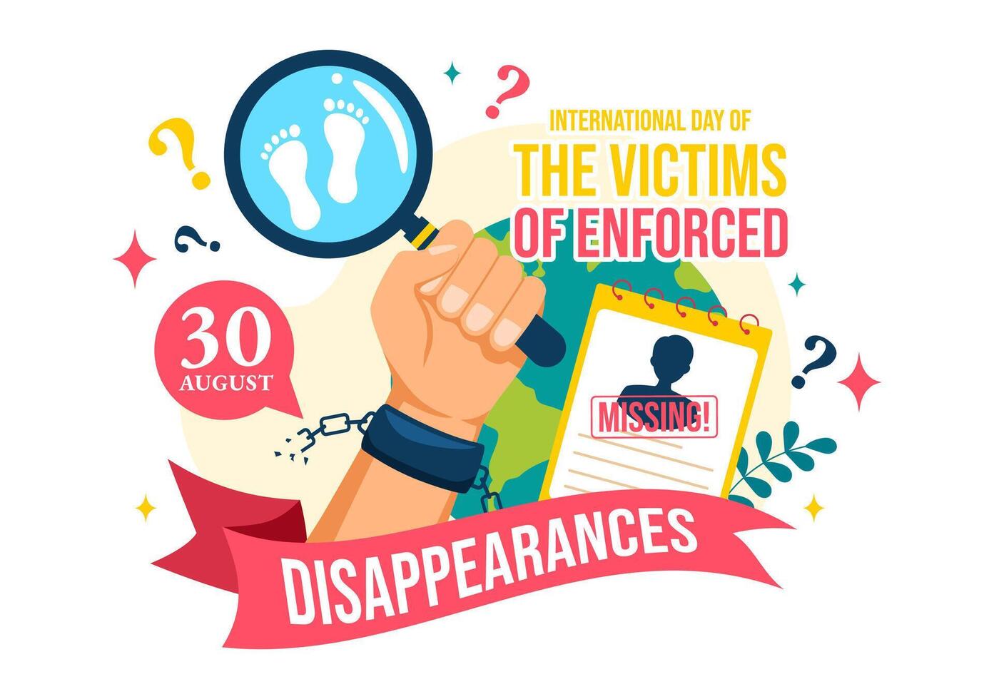International Day of the Victims of Enforced Disappearances Illustration on August 30 with Missing Person or Lost People in Flat Background vector