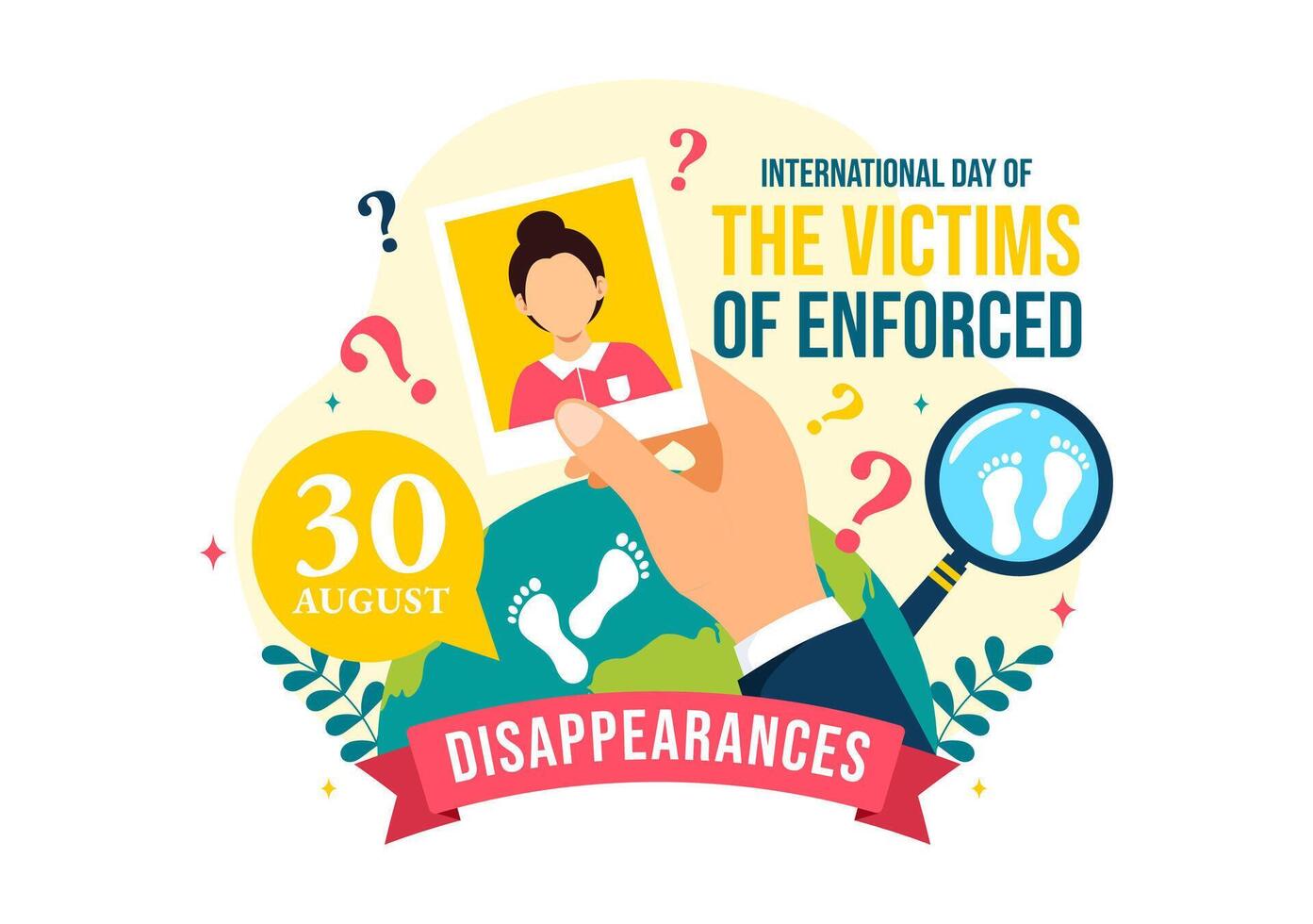 International Day of the Victims of Enforced Disappearances Illustration on August 30 with Missing Person or Lost People in Flat Background vector