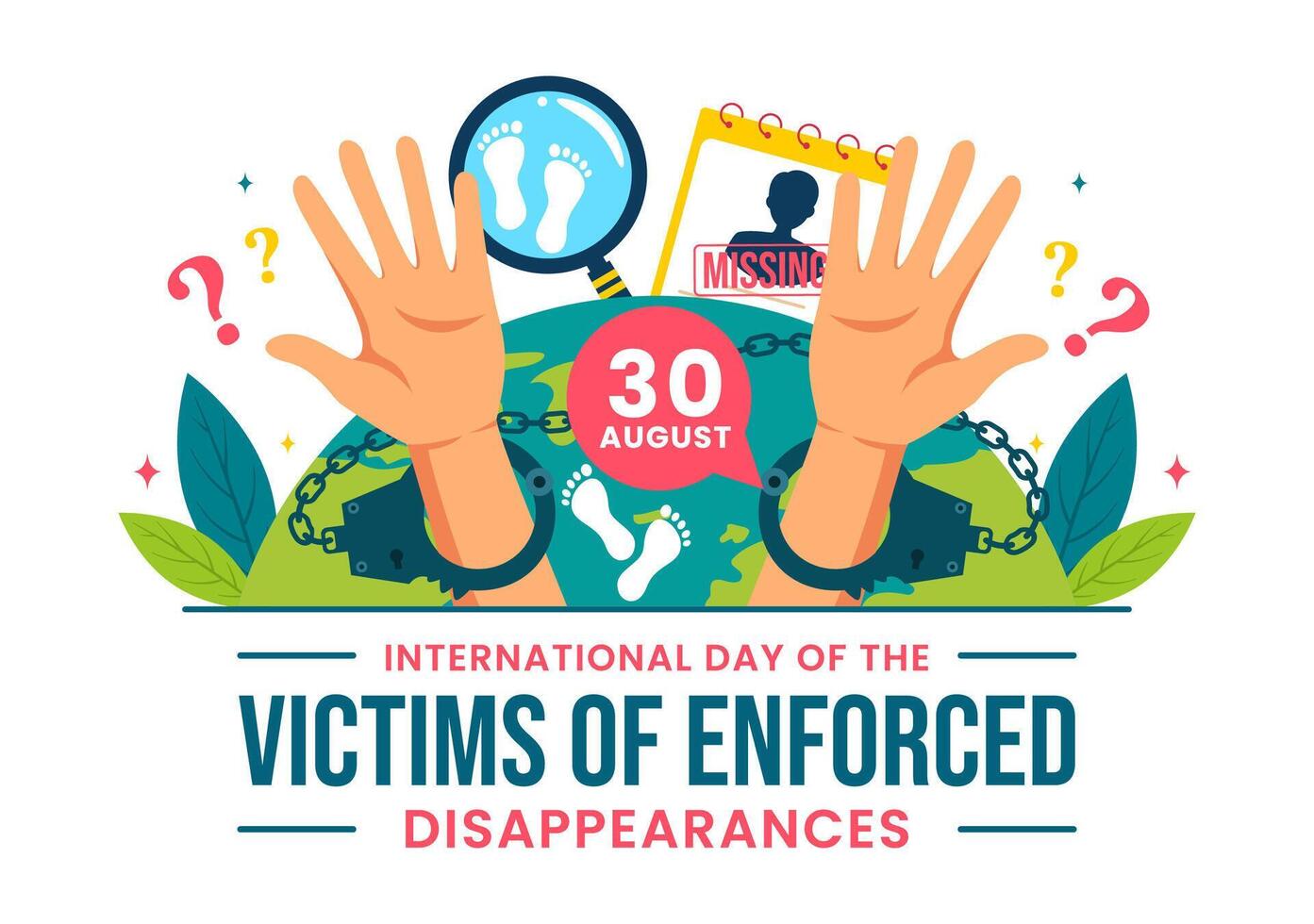 International Day of the Victims of Enforced Disappearances Illustration on August 30 with Missing Person or Lost People in Flat Background vector